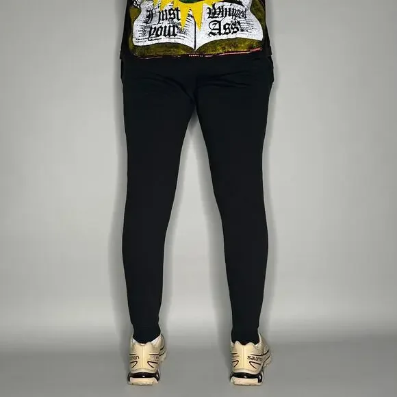 Vintage Y2K Nike Sweatpants Mens XS Black Cotton White Swoosh Joggers - Picture 3 of 4